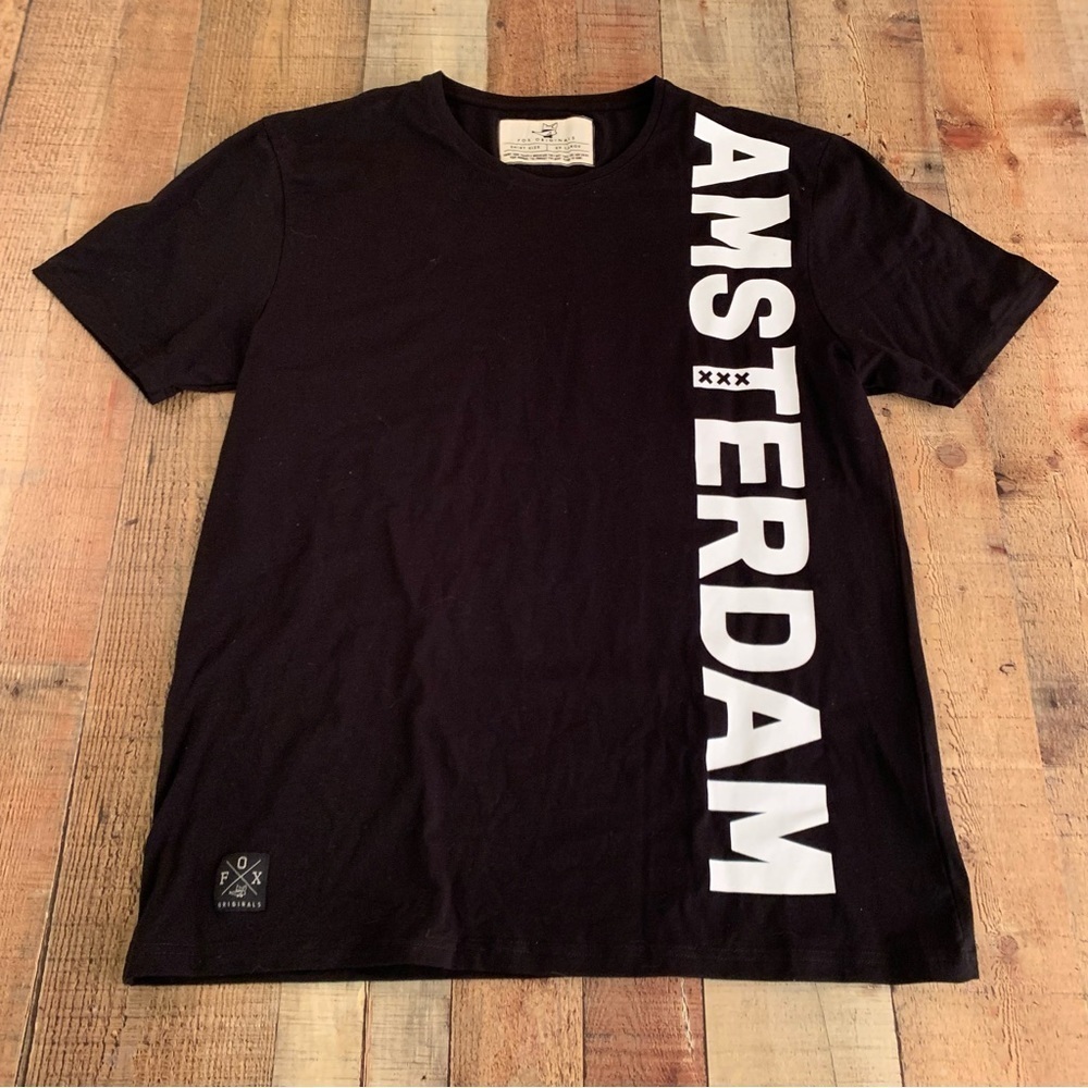 Fox originals Amsterdam the Netherlands men’s black and white short sleeve tee